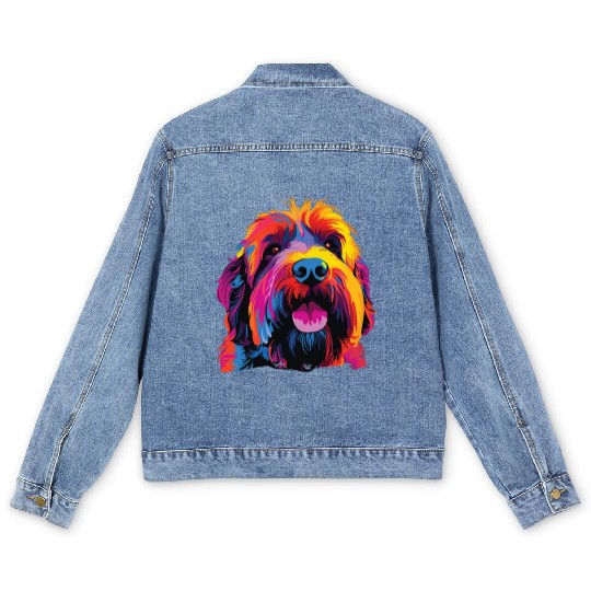 Colorful Russian Black Terrier Men's Denim Jackets