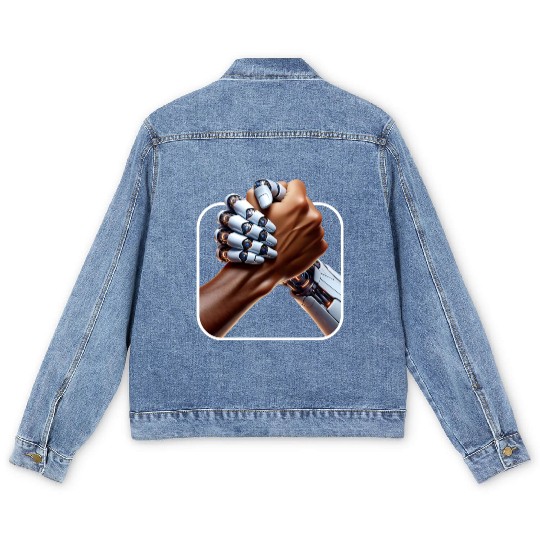 Embracing the Human-Robot Alliance Men's Denim Jackets