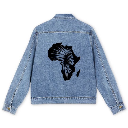 Strong Warrior Jewelry Africa Warrior Silhouette Men's Denim Jackets