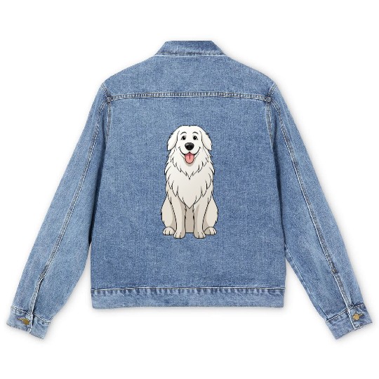 Serene Great Pyrenees Mom - Funny Art Print Men's Denim Jackets