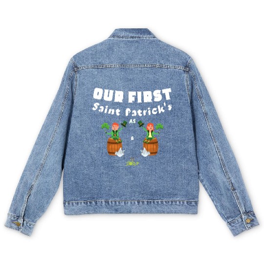 Husband Wife ,Our First St Patrick's Day As Mr&Mrs Men's Denim Jackets