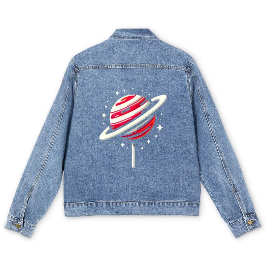 Saturn Planet Lollipop Men's Denim Jackets