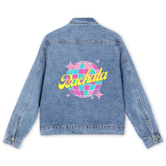 Bachata dance neon color disco ball Men's Denim Jackets