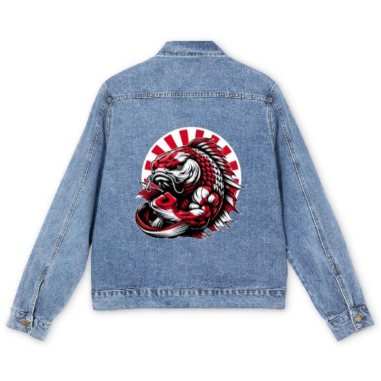 Koi fish Japan national flag carp Men's Denim Jackets