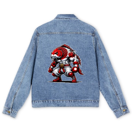 Koi fish national flag of Japan Men's Denim Jackets