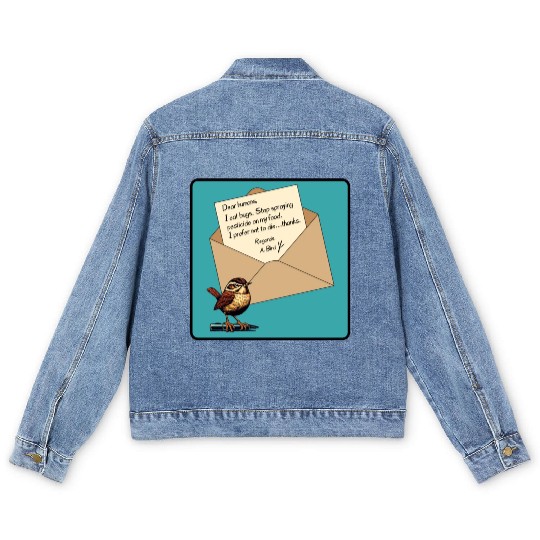 Cute Little Angry Bird Design Men's Denim Jackets