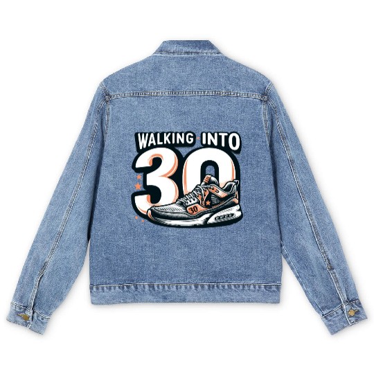 Walking into 30 With Dreams Retro Sneaker Birthday Men's Denim Jackets