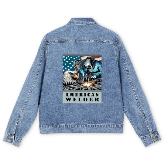American Welder USA Flag Eagle Weld Men's Denim Jackets