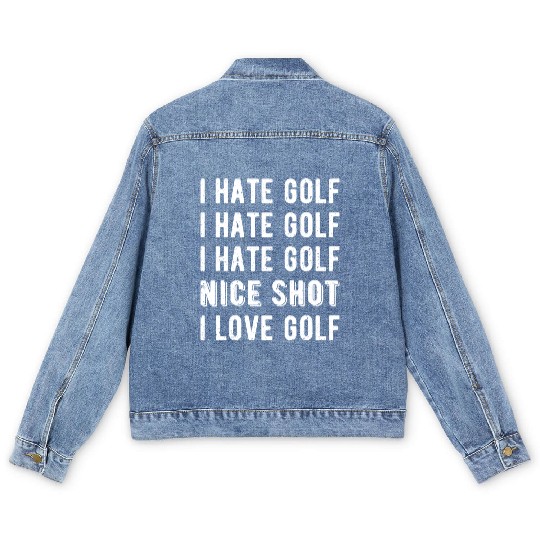 Funny Golfer - I Hate Golf II Men's Denim Jackets