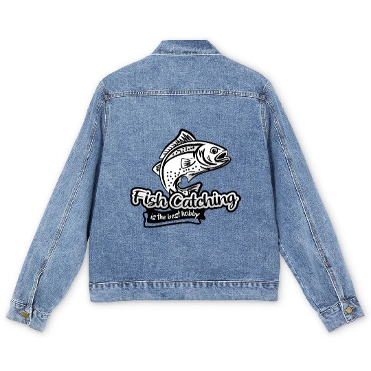 Fish catching is the best hobby for fisherman Men's Denim Jackets