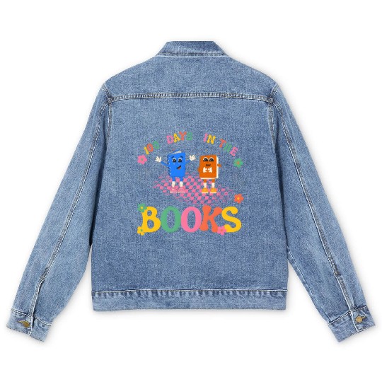 100 Days in the Books Reading Teacher Men's Denim Jackets