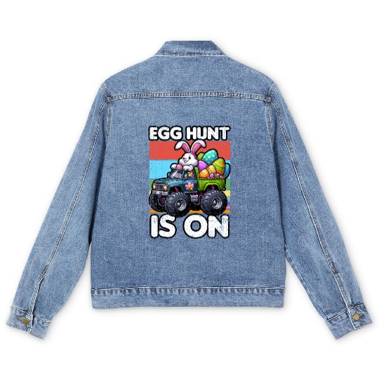 EGG HUNT IS ON EASTER Men's Denim Jackets