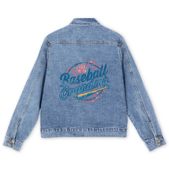 baseball grandma gift Men's Denim Jackets