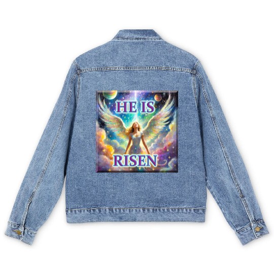 Angelic Joy and Supernatural Elation, HE IS RISEN! Men's Denim Jackets