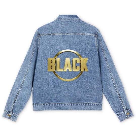 Midnight Majesty The Elegance of Black Gold Design Men's Denim Jackets
