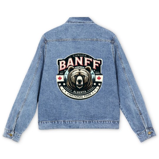 Banff National Park, Alberta Canada grizzly bears Men's Denim Jackets