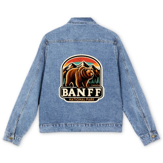 Banff National Park, Alberta Canada grizzly bears Men's Denim Jackets