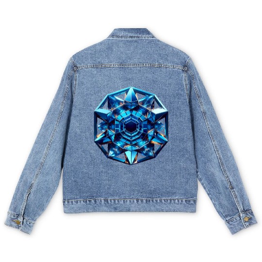 Sapphire Abstract Crystal Men's Denim Jackets