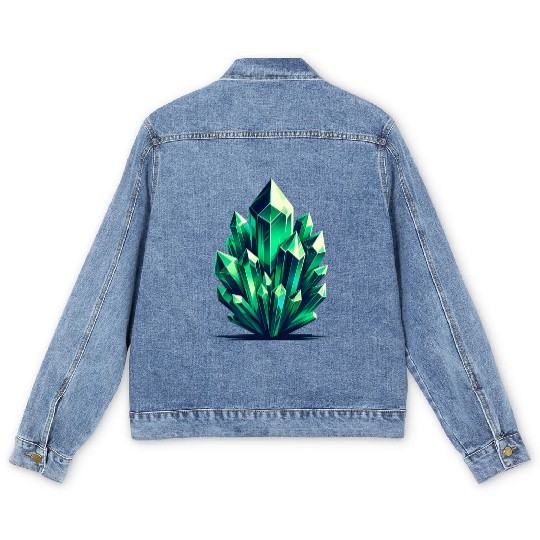 Emerald Crystal Fragments Men's Denim Jackets