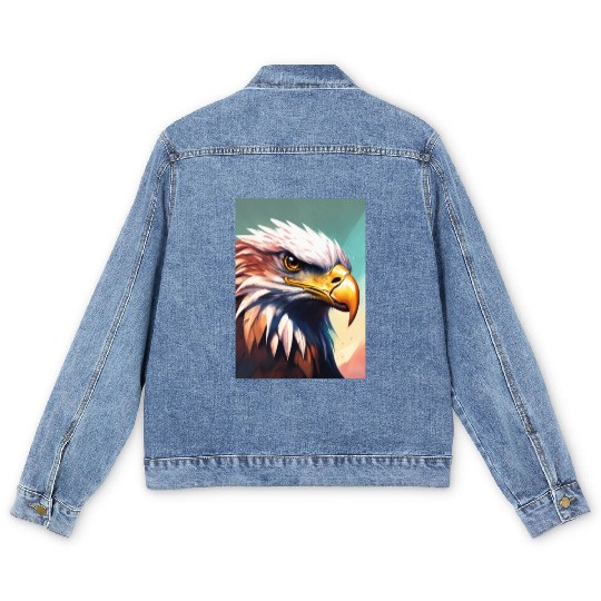 image of an angry eagle in a contemporary medieval Men's Denim Jackets