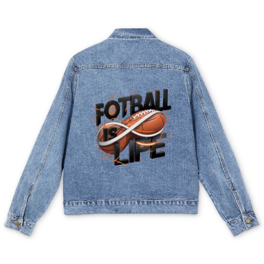 "Eternal Passion: Football is Life" Men's Denim Jackets