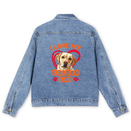 Golden Labrador I LOVE MY GOLDEN LAB Owners Men's Denim Jackets