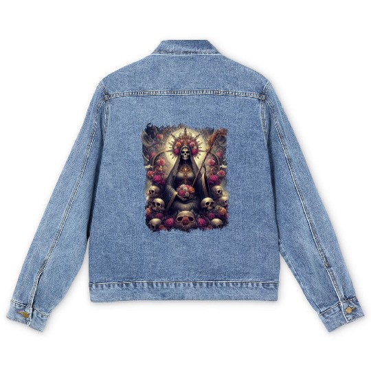 Santa Muerte Mexican Folk Culture Saint Men's Denim Jackets