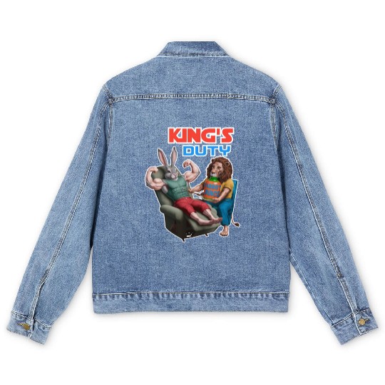 "Royal Rabbit: A Majestic Monarch's Journey" Men's Denim Jackets