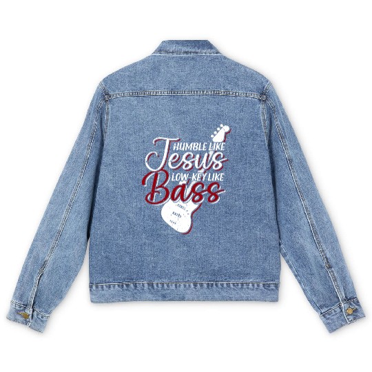 Bass Guitar Player Christian Bassist Men's Denim Jackets