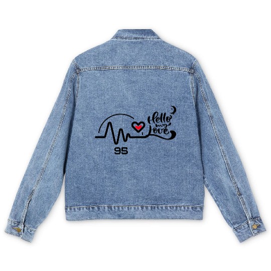 Hello My Love Heartbeat Couple Men's Denim Jackets