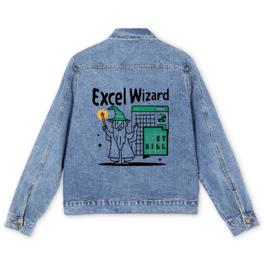 excel wizard funny accountant and bookkeeper gift Men's Denim Jackets