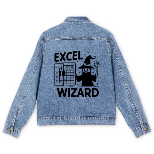 excel wizard funny accountant and bookkeeper gift Men's Denim Jackets