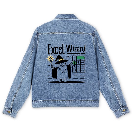 excel wizard funny accountant bookkeepers gift Men's Denim Jackets