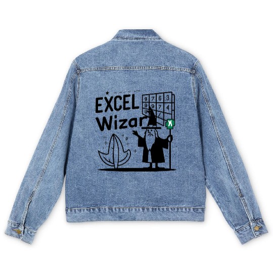 excel wizad funny accountant, bookkeeper and audit Men's Denim Jackets