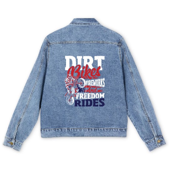 Dirt Bike American Flag Motocross Biker 4th of Men's Denim Jackets