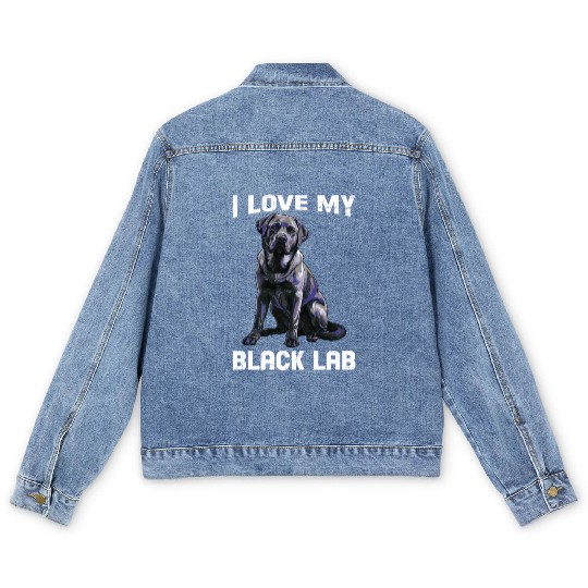 Labrador Lover I LOVE MY BLACK LAB Black Men's Denim Jackets