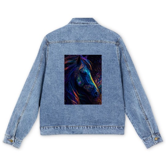 Bioluminescent horse Men's Denim Jackets