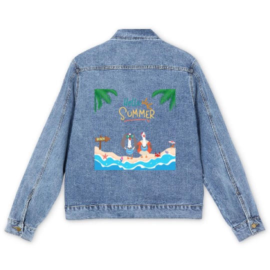 beach lobster Men's Denim Jackets