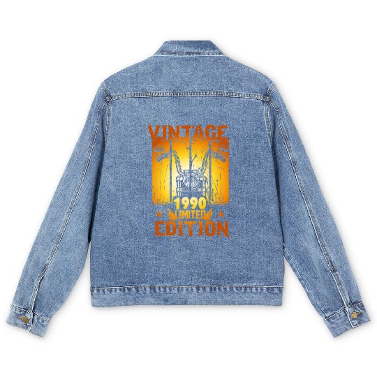 Vintage 1990 Limited Edition, Motorcycle Lover Men's Denim Jackets