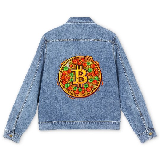 Pizza Bitcoin Funny Mining Crypto Currency Trader Men's Denim Jackets
