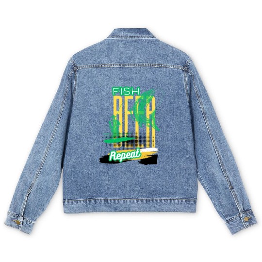 Fish, Beer, Repeat Men's Denim Jackets