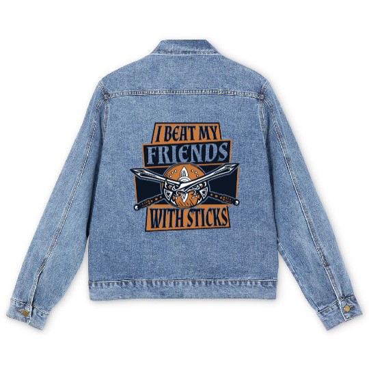 I Beat My Friends With Sticks LARPing Armor Men's Denim Jackets