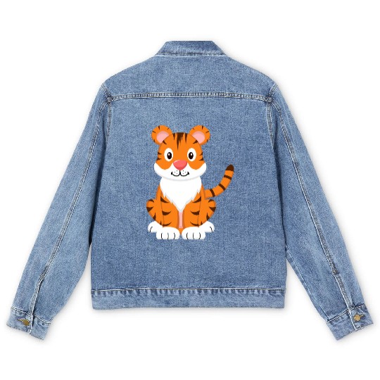8 Playful Tiger Cub Men's Denim Jackets
