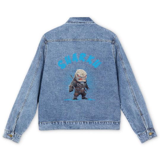 Chibi Sharku Warrior Men's Denim Jackets