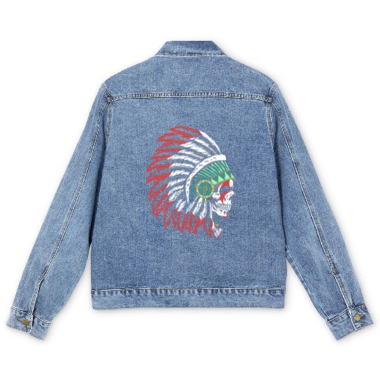 Indigenous Native American Skull Skull Head Men's Denim Jackets