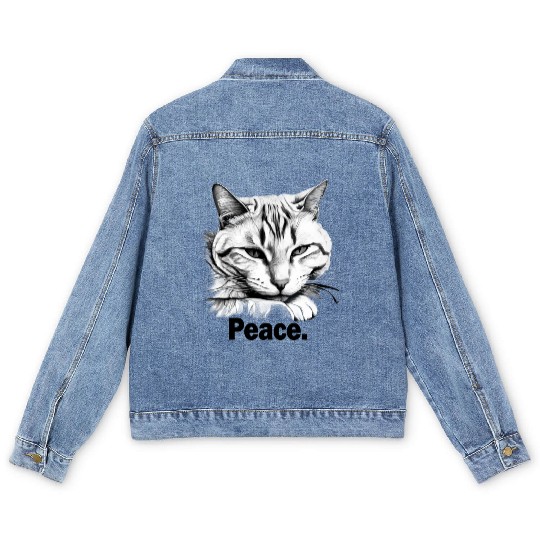 Peaceful Tabby Art Men's Denim Jackets