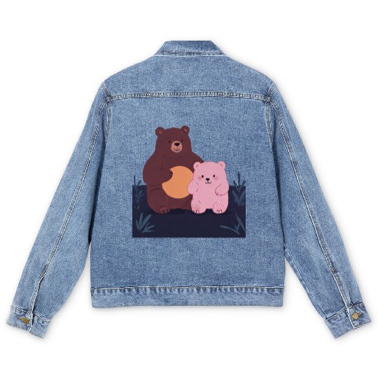 Bear Hugs: A Mother's Love Men's Denim Jackets