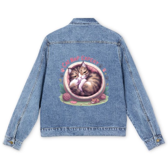 Cat Nap Expert - Funny Cat Outfit! Men's Denim Jackets
