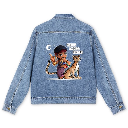 African Princess Avatar Wild and Free Men's Denim Jackets