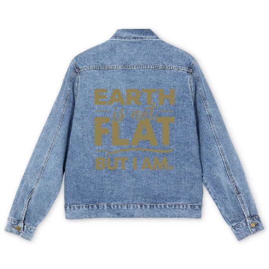 Flat Earth Satire Ironic Jokes Men's Denim Jackets